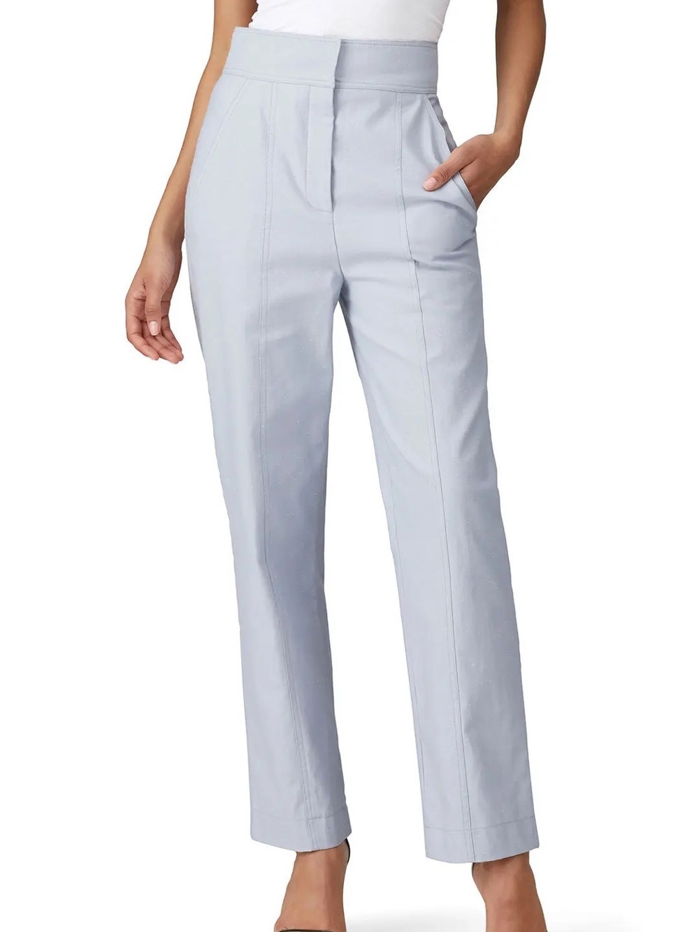 REBECCA TAYLOR LIGHT BLUE SLUB PANTS